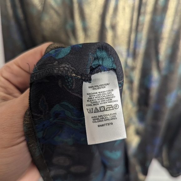 New Ann Taylor Womens Top Metallic Long Sleeve Shirt Size XS Green Blue NWT - Picture 5 of 5